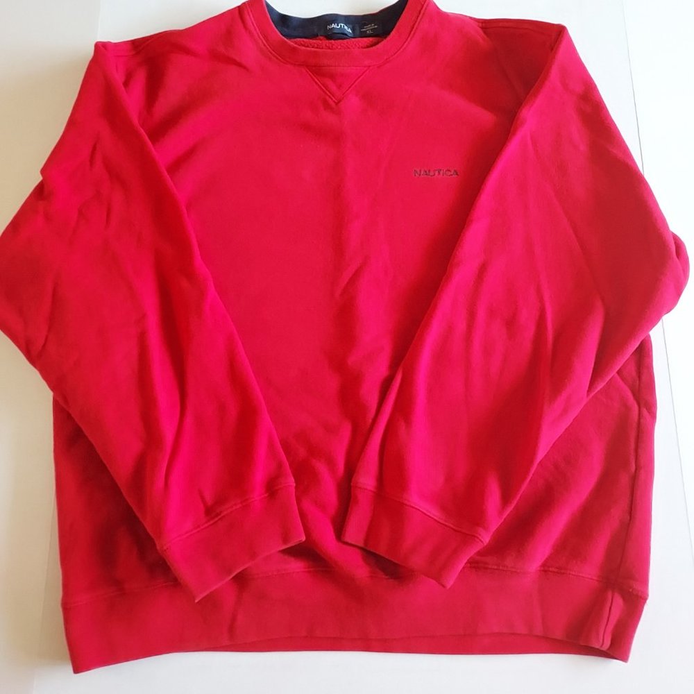 Nautica Sweater Adult XL Red Pullover Cotton Blend Casual Men